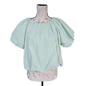 Light Green Puff Sleeve Women's Top